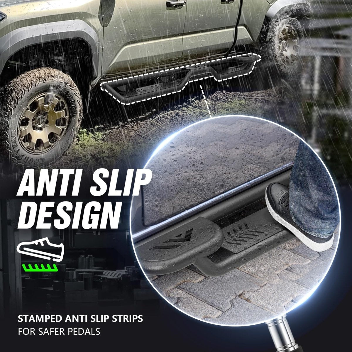 Yzona Pickup Truck Side Steps Compatible with 2024 2025 Toyota Tacoma Double Cab & Crew Cab