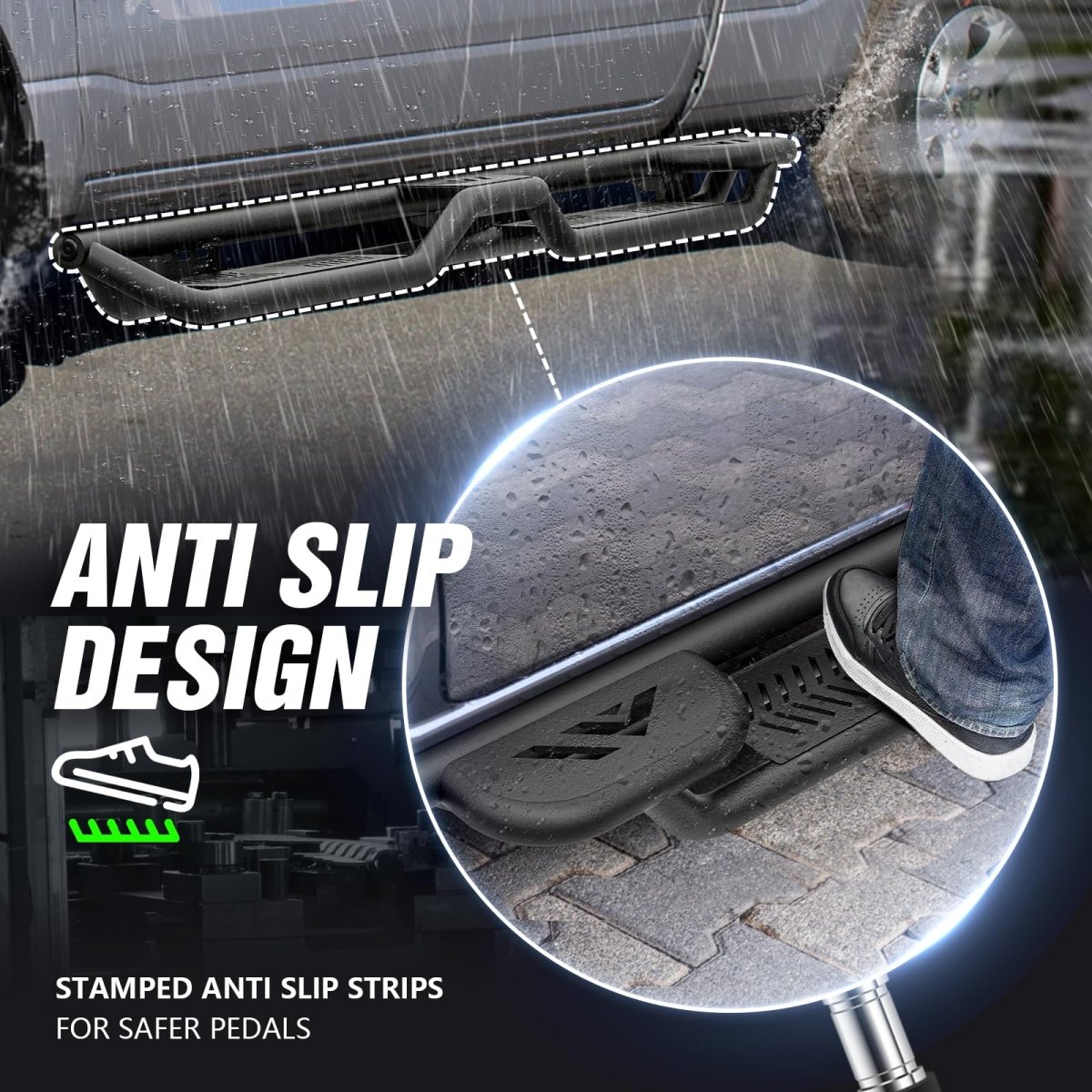 for 2020 Ram 1500 Running Boards Compatible with 2019-2025 Dodge Ram 1500 New Body Double/Extended Cab - Yzona