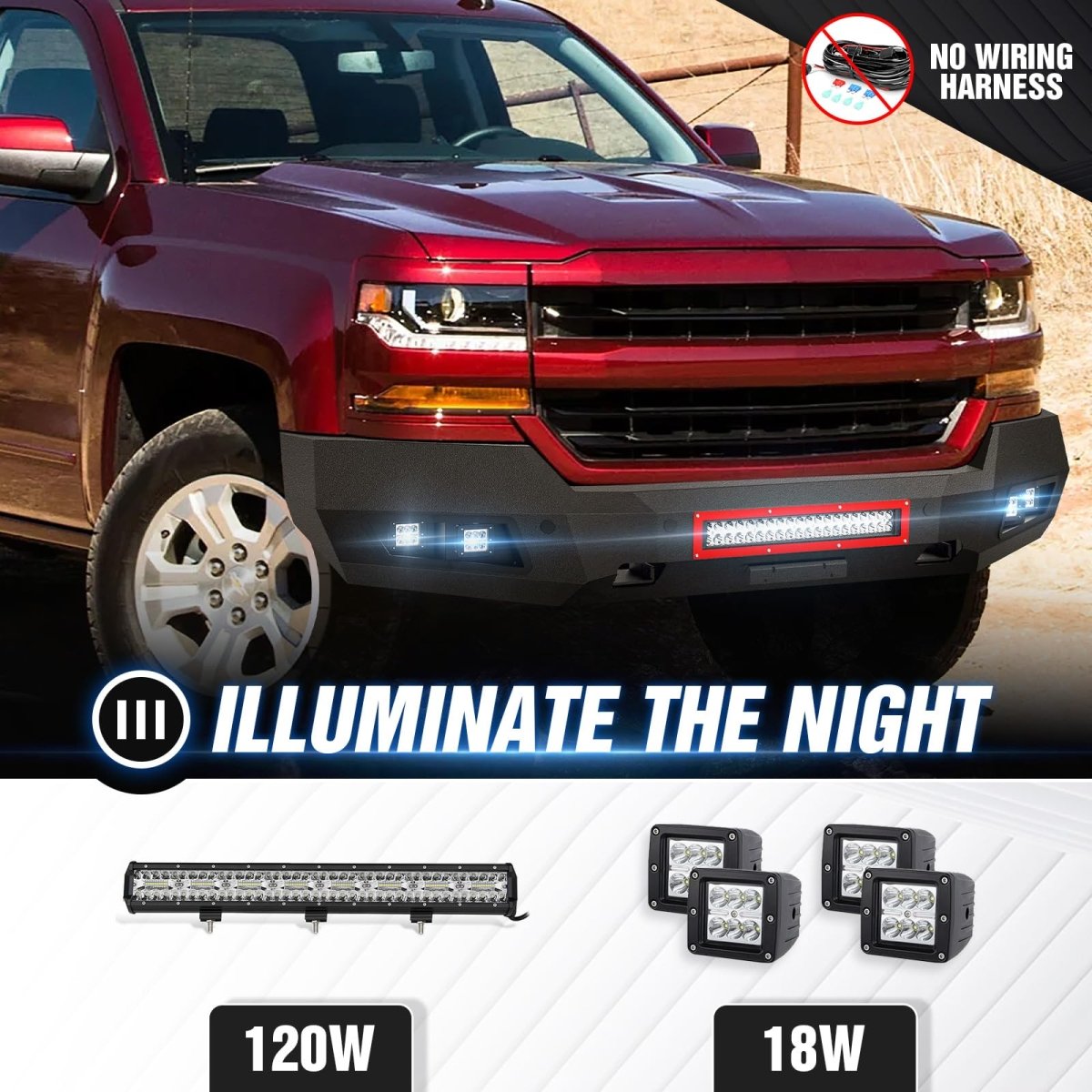 Front Aftermarket Bumpers for Chevy Compatible with 2016-2018 Chevrolet Silverado 1500 Pickup | Yzona