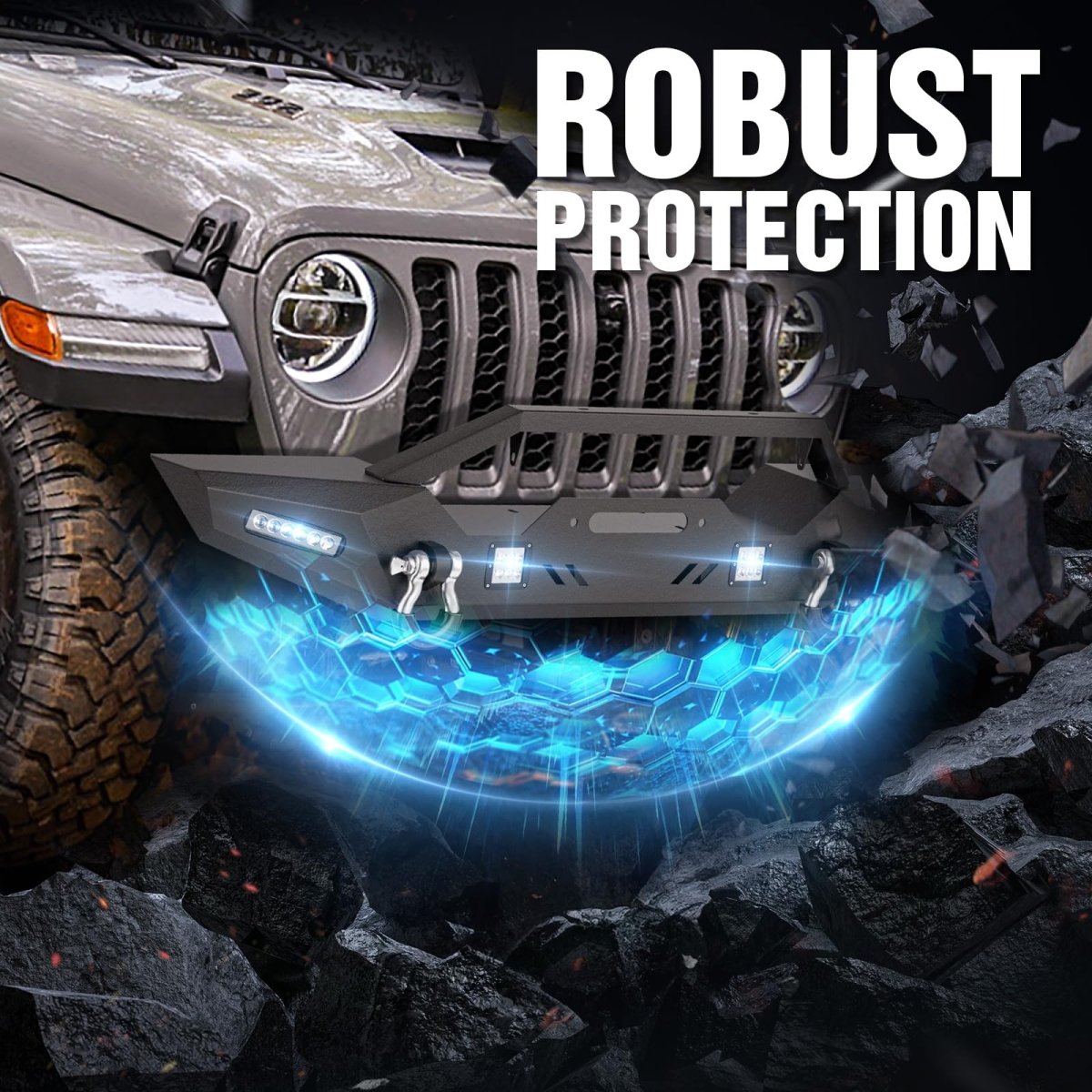 Full Replacement Bumpers Compatible with 2018-2025 Jeep Wrangler JL JLU - Yzona