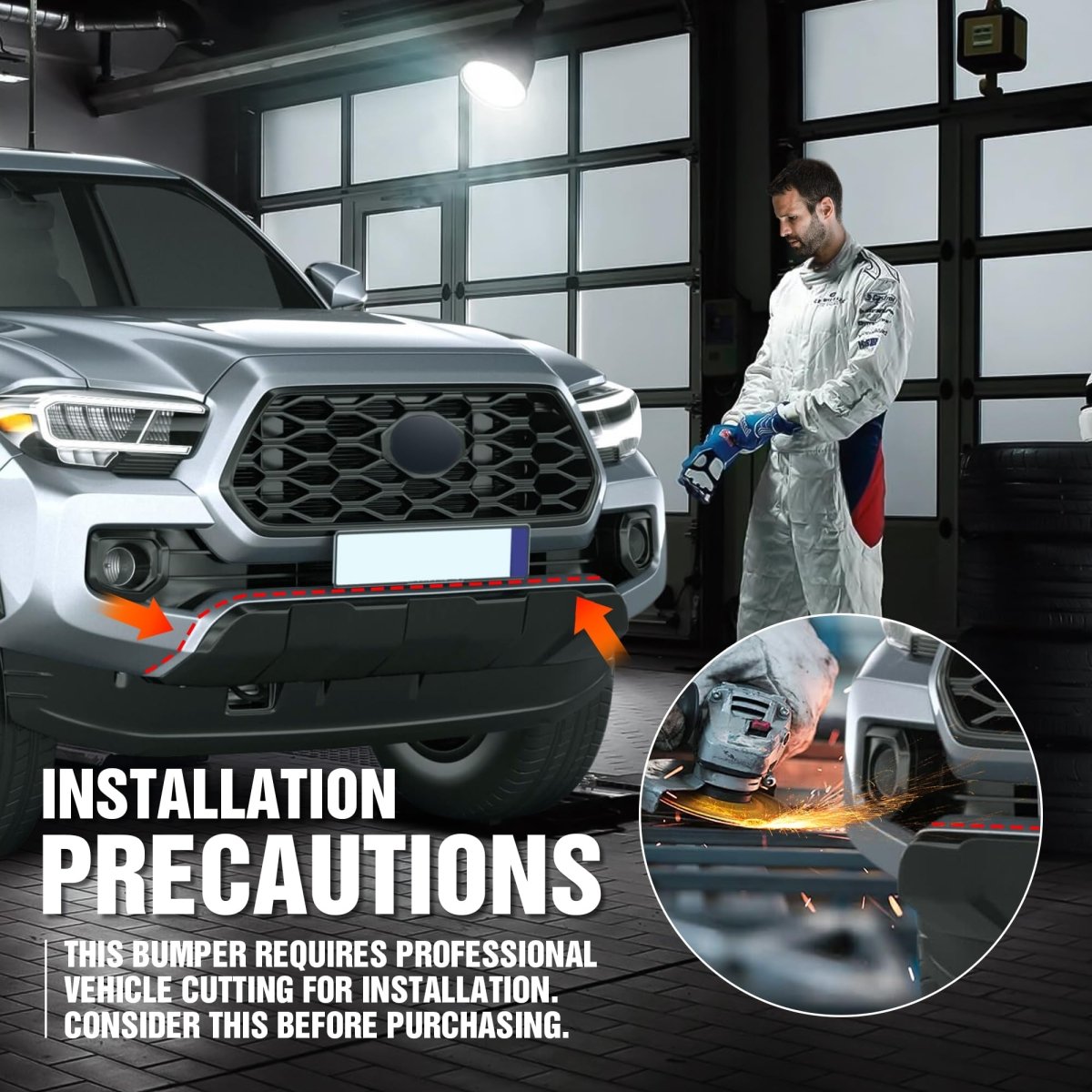 Car Front Bumpers Compatible for 2016-2023 Toyota Tacoma 3rd Gen | Yzona