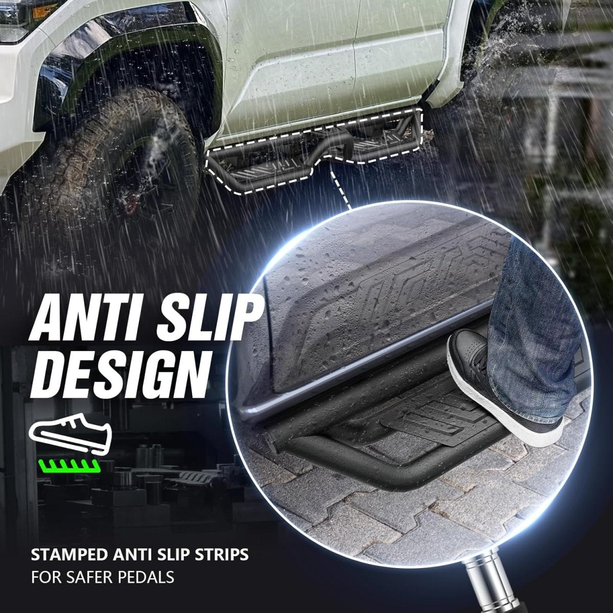 Double Cab & Crew Cab Running Boards for 2024 2025 Toyota Tacoma 4 Full-Size Doors | Yzona