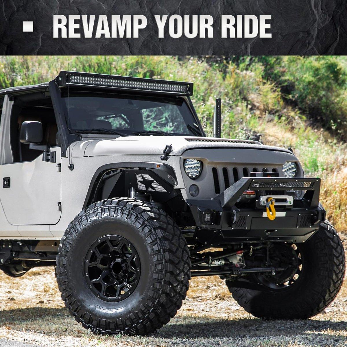 Front Inner Fender Compatible with 2007-2018 Jeep Wrangler JK & JKU Unlimited Sport Sahara Rubicon - Yzona