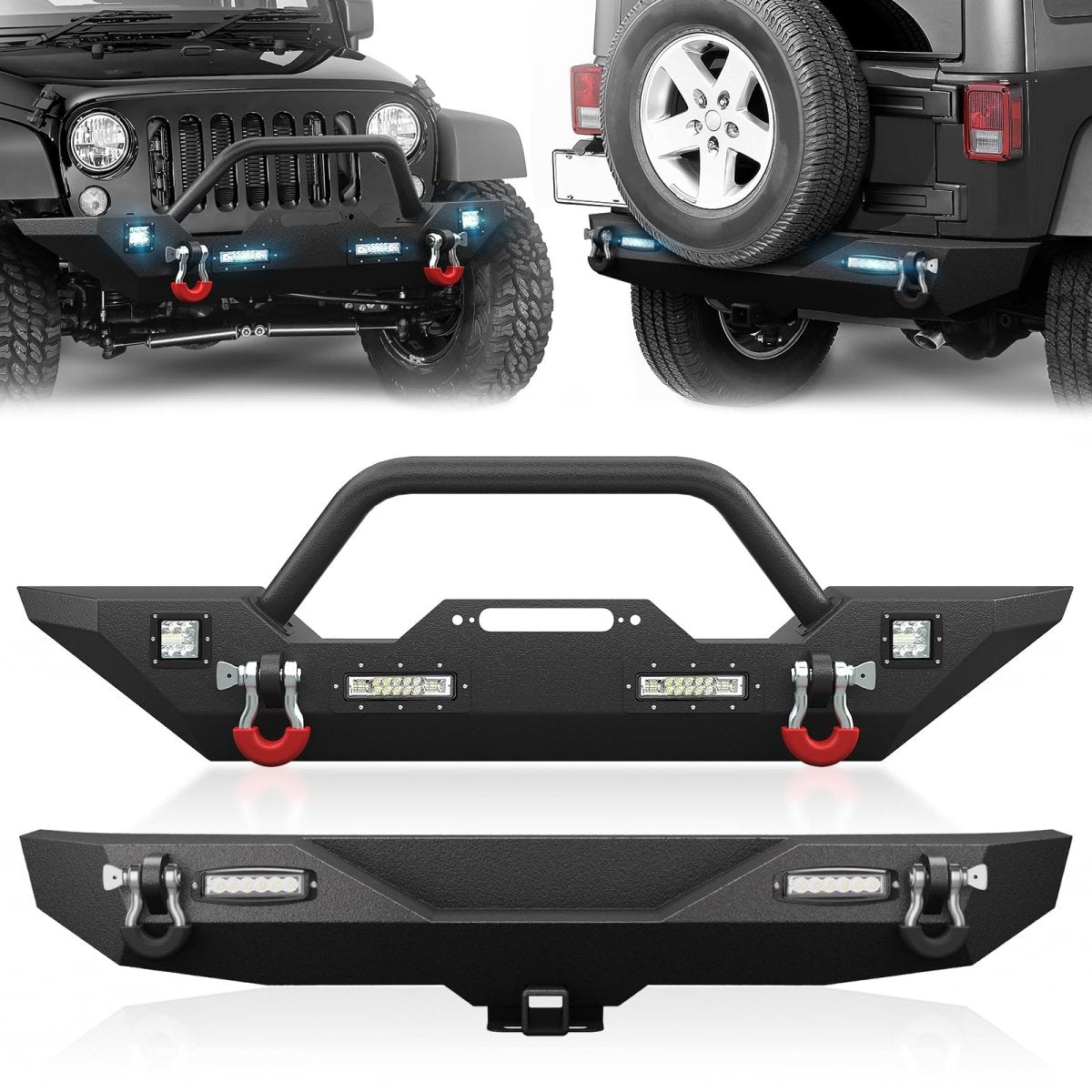 Aftermarket Bumpers for Trucks Compatible with 2007-2018 Jeep Wrangler JK JKU - Yzona
