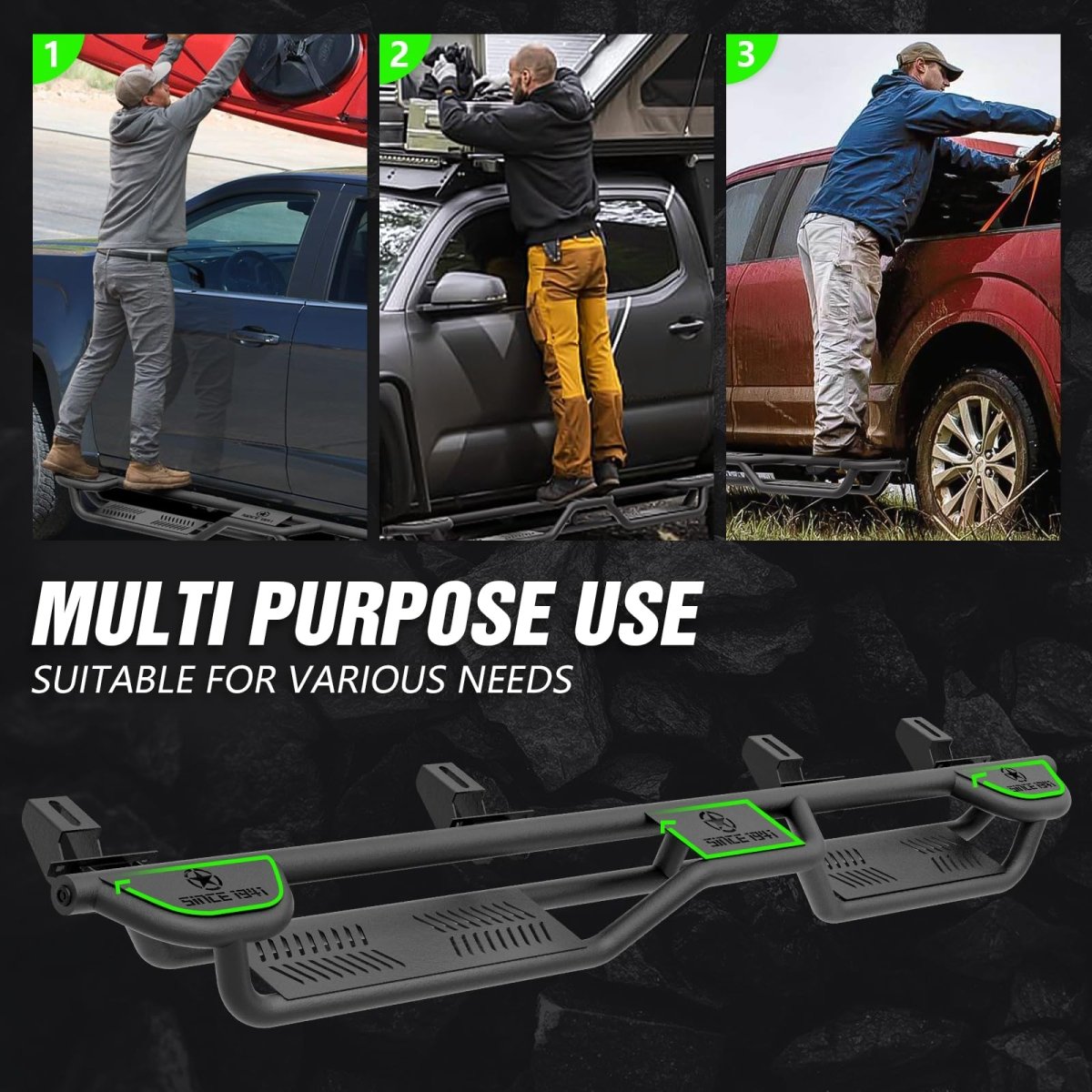 Side Step for Truck Compatible with 2020-2025 Jeep Gladiator JT 4 Door - Yzona