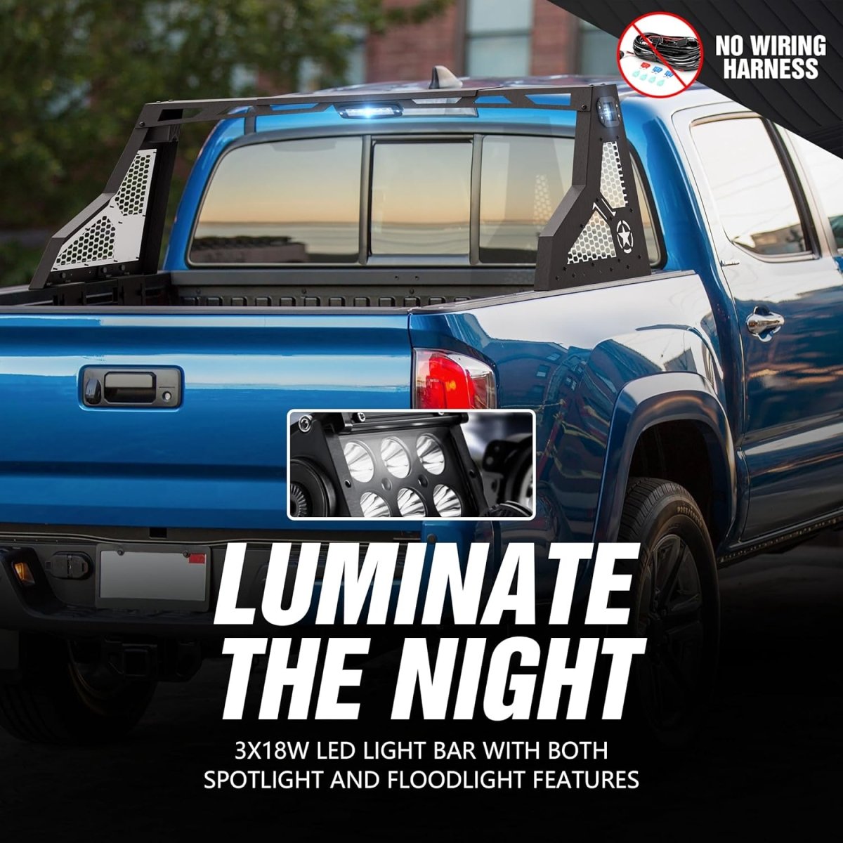 Pickup Universal Adjustable Truck Chase Rack Roll Bar with LED Light | Yzona