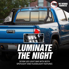 Pickup Universal Adjustable Truck Chase Rack Roll Bar with LED Light | Yzona