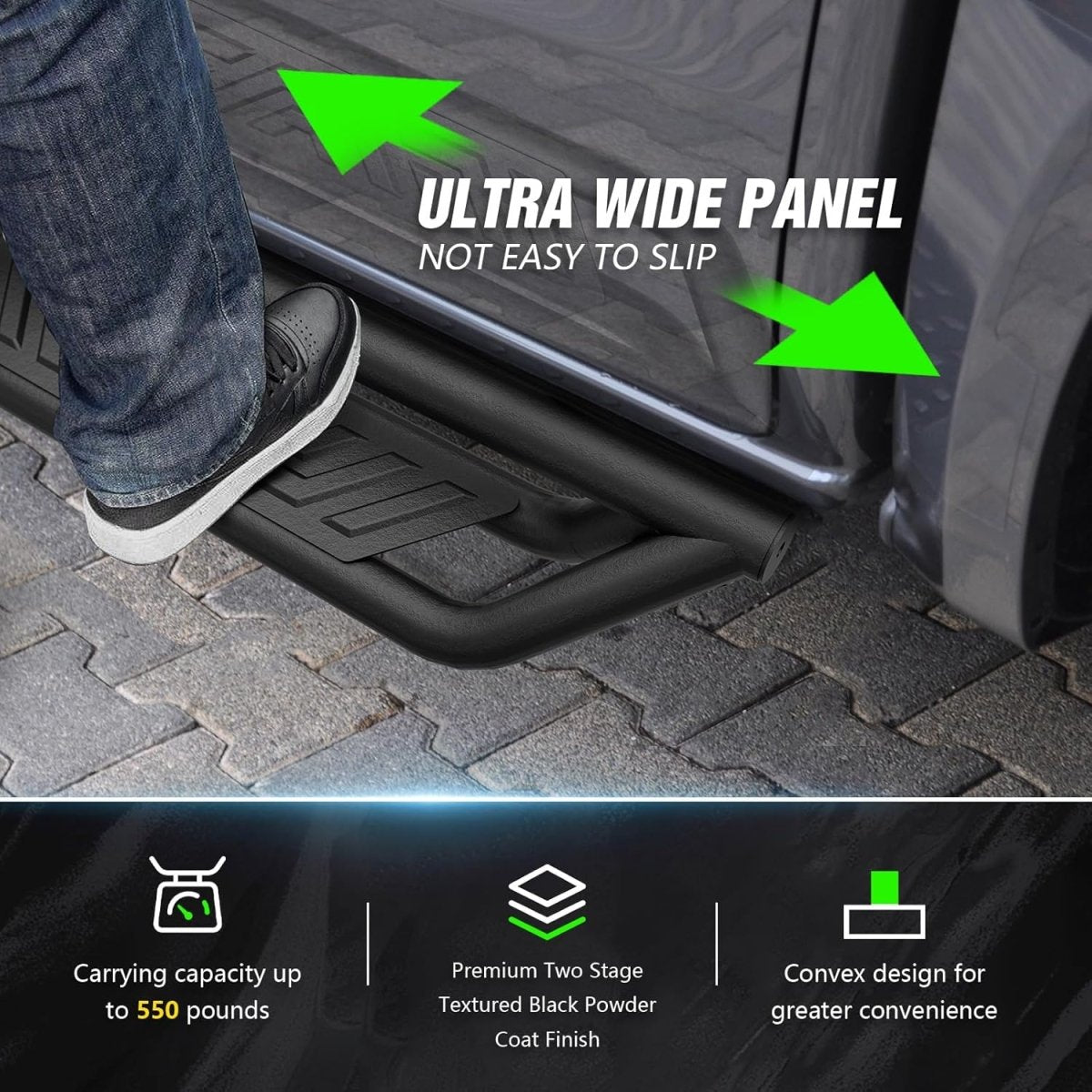 Black Running Boards for 2019-2025 Dodge Ram 1500 | Yzona