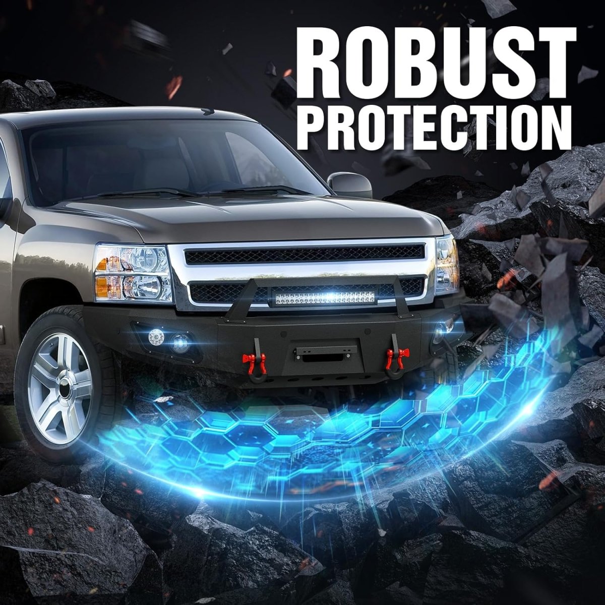 Front Bumpers for Chevy Silverado 1500 2007-2013 2nd Gen Chevy Silverado 1500 Pickup Truck Bumper w/Winch Plate | Yzona