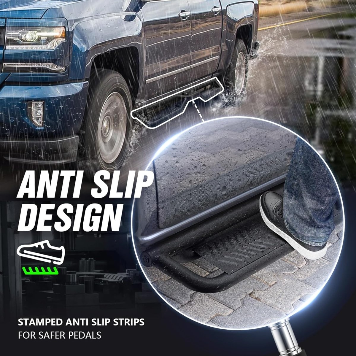 Truck Side Steps Running Boards SuperCrew Cab for 2015-2025 Ford F150 & 2017-2025 Ford F250 F350| Yzona