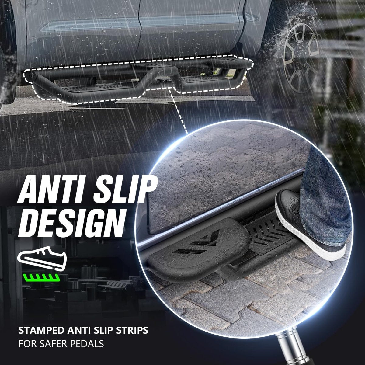 Running Boards for Toyota Tundra Compatible with 2007-2021 Toyota Tundra Crew Max Cab - Yzona