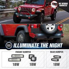 Front & Rear Bumper for JK Jeeps Compatible with 2007-2018 Jeep Wrangler JK JKU Unlimited with Paintable Armor | Yzona