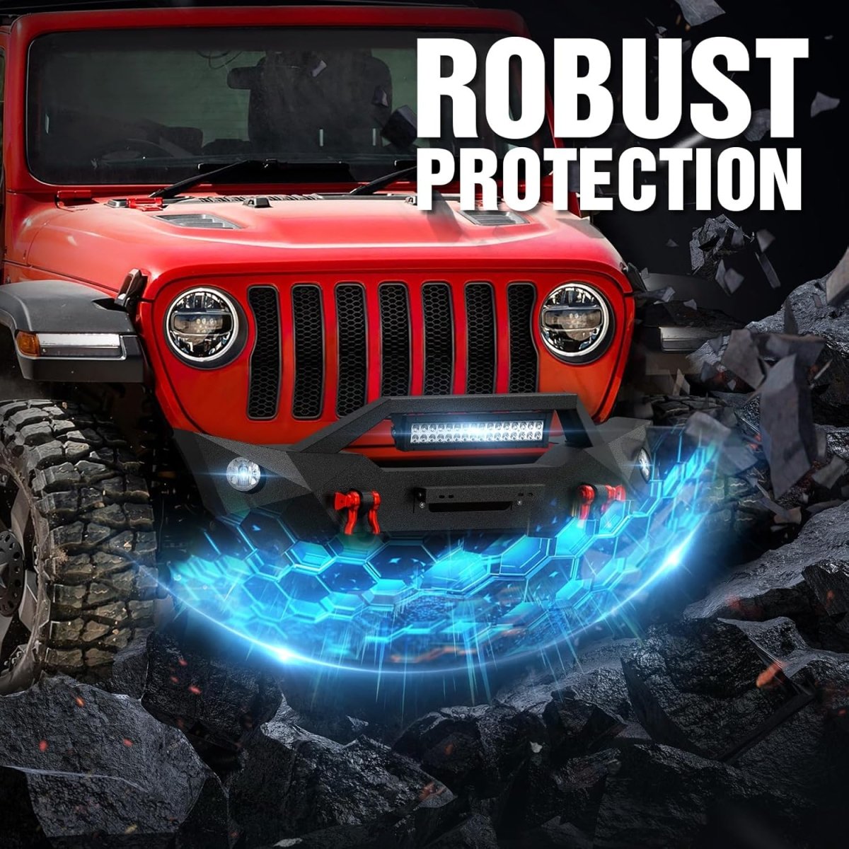 Aftermarket Front & Rear Bumper for 2018-2024 Jeep Wrangler JL JLU w/Sensor Holes | Yzona