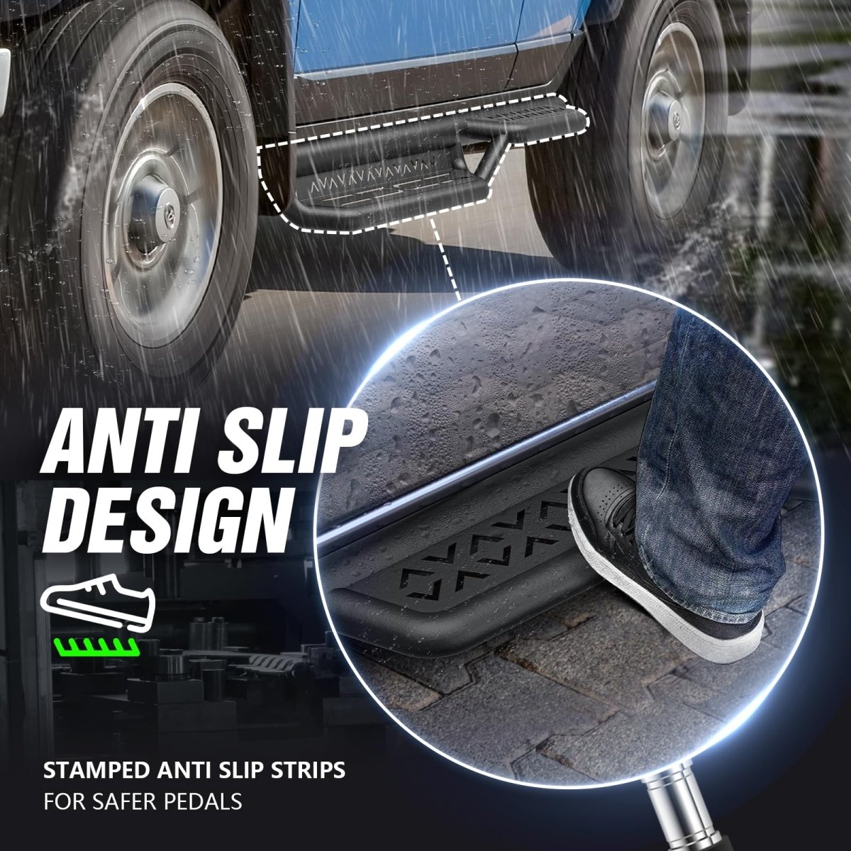 Automotive Running Boards Compatible with 2007-2014 Toyota FJ Cruiser - Yzona