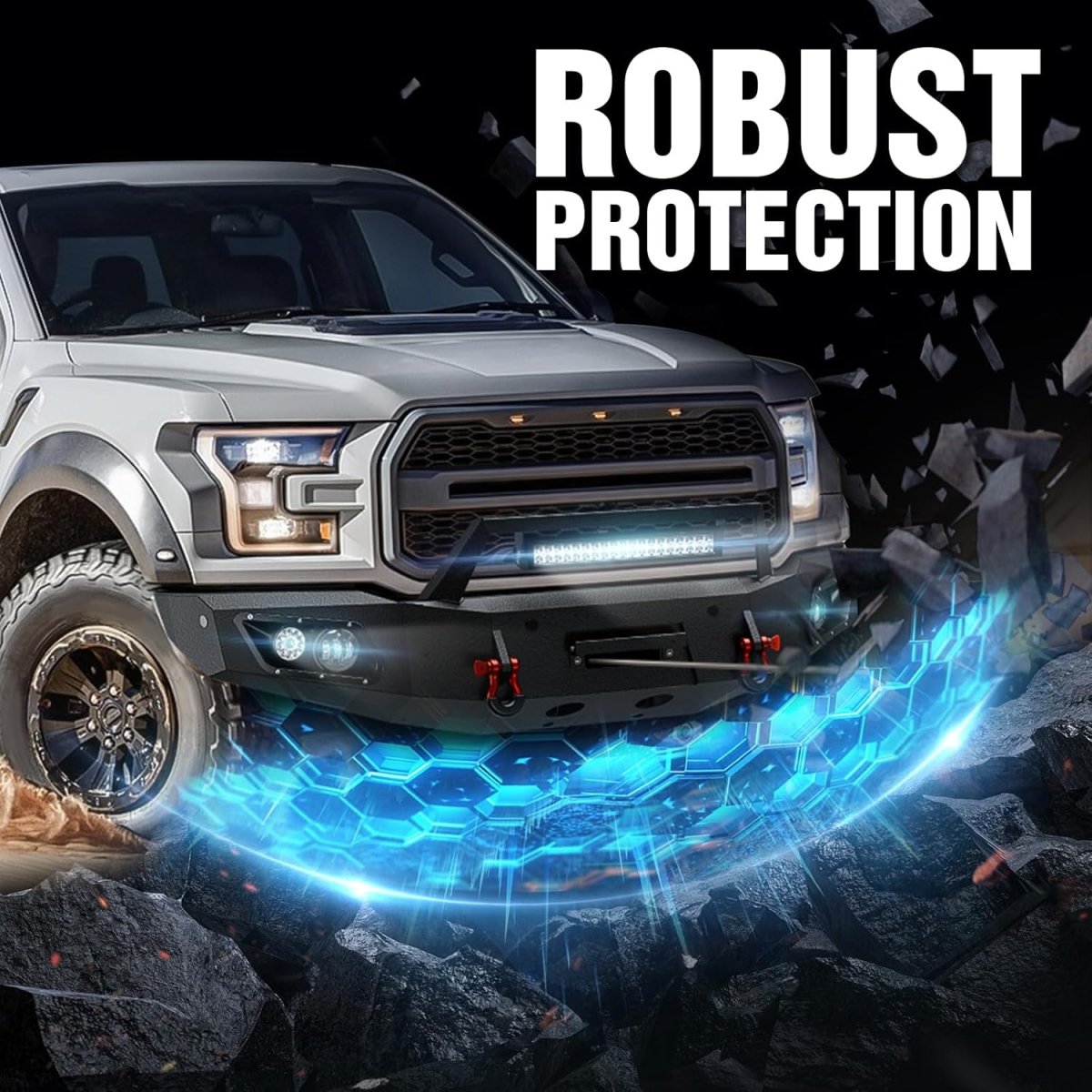 Front Bumper for Ford F150 2018-2020(Excluding Raptor) Heavy Duty Pickup Truck Bumper with Winch Plate | Yzona