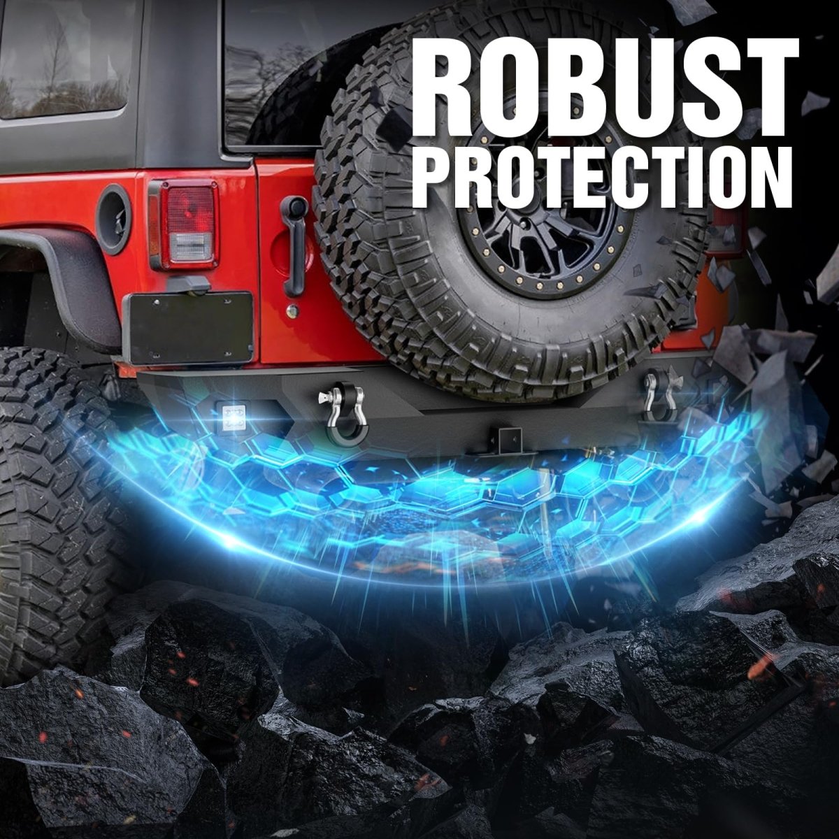 Replacement Truck Bumpers Compatible with 2007-2018 Jeep Wrangler JK JKU Unlimited 2/4 Doors - Yzona