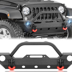 YZONA Front Bumper Car Protector - Custom Fit Car Accessories for Jeep Wrangler JK JL JKU JLU Unlimited & Gladiator JT (2007-2026) 2/4 Doors, Easy to Install, Winch Plate, Bull Bar, D-Rings, OE Fog Light Holes, Enhanced Lighting & Mounting Options