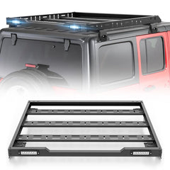 Yzona Metal Frame Waterproof Roof Rack Cargo Basket with 2 LED Light Bars, Bolt-Screw Rack System – 200-Pound Storage Hold Vehicle Accessory for 2007-2026 Jeep Wrangler JK/JL Series Unlimited, Gladiator JT 2/4 Door Hardtop | Car Supplies, Travel Durable