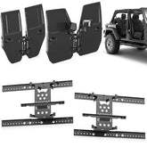 【Yzona】Door Storage System Hangers Rack Bracket Compatible with 2007-2025 Jeep Gladiator JT & Wrangler JK JKU JL JLU Unlimited 4 Doors , Wall Mounted Removable Doors Holder (Front & Rear Doors, Black)
