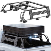 Yzona Heavy-Duty Adjustable Metal Pickup Truck Bed Rack with LED Taillight Bar, 1000 lbs Static Capacity, Steel Plate, Kayak Carry Slots, Slim Slot Addons, Automotive Accessories for 2020-2025 Jeep Gladiator JT, 2016-2025 Toyota Tacoma