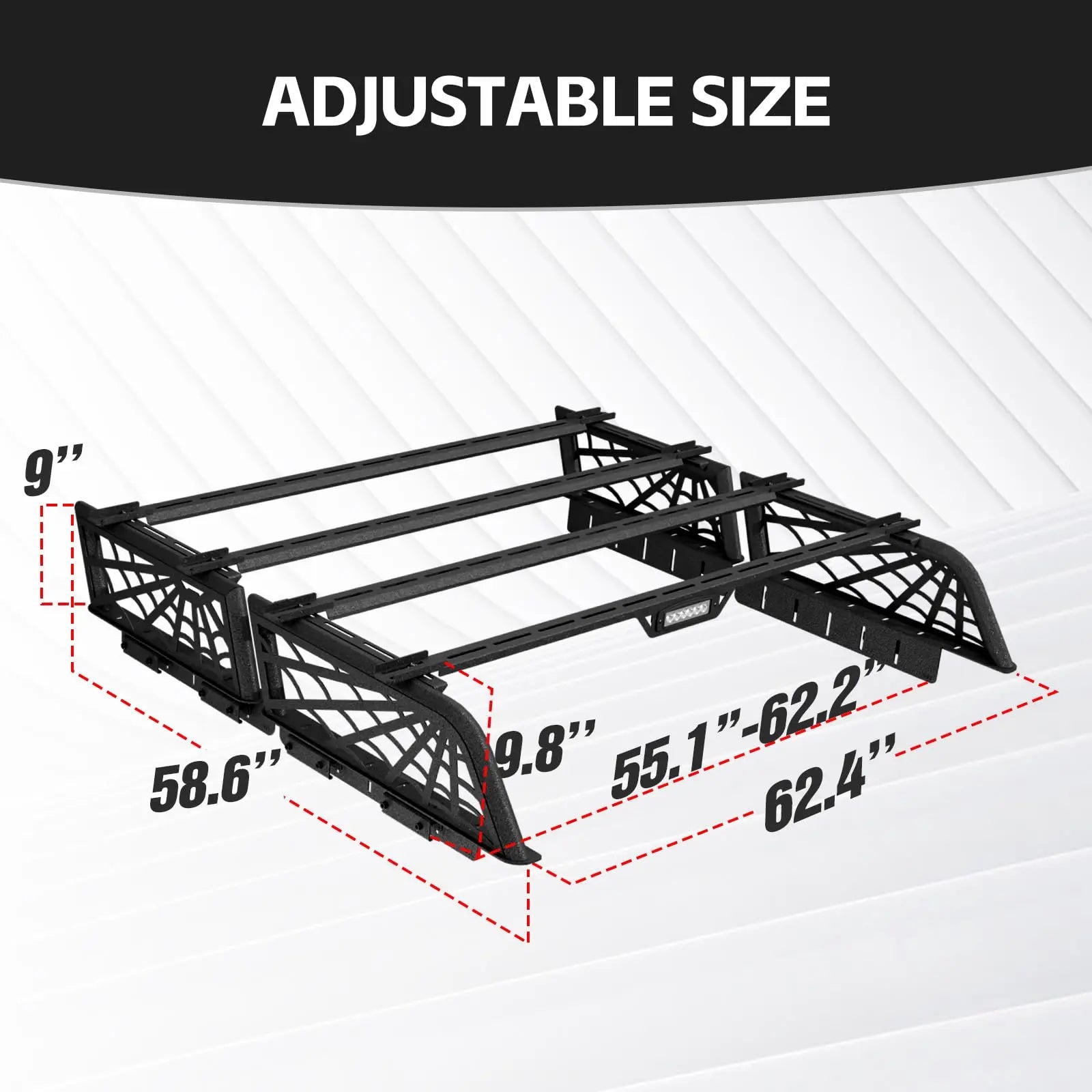 9" High Overland Bed Racks for Jeep Gladiator Compatible with 2005-2025 Toyota Tacoma & 2020-2025 Gladiator JT - Yzona