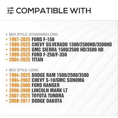 Adjustable Long Pickup Bed Racks Compatible with F150 F-250 F-350/ Silverado Sierra 1500/ 2500HD/ 3500HD/ Titan/Ram 1500/2500/3500/ Chevy S-10/ Sonoma/Lincoln Mark LT/Tundra/Dakota/Ranger