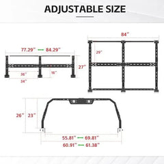 Adjustable Long Pickup Bed Racks Compatible with F150 F-250 F-350/ Silverado Sierra 1500/ 2500HD/ 3500HD/ Titan/Ram 1500/2500/3500/ Chevy S-10/ Sonoma/Lincoln Mark LT/Tundra/Dakota/Ranger