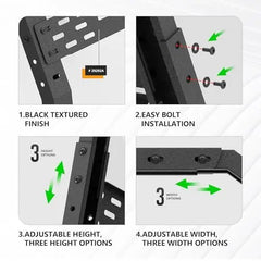 Adjustable Long Pickup Bed Racks Compatible with F150 F-250 F-350/ Silverado Sierra 1500/ 2500HD/ 3500HD/ Titan/Ram 1500/2500/3500/ Chevy S-10/ Sonoma/Lincoln Mark LT/Tundra/Dakota/Ranger
