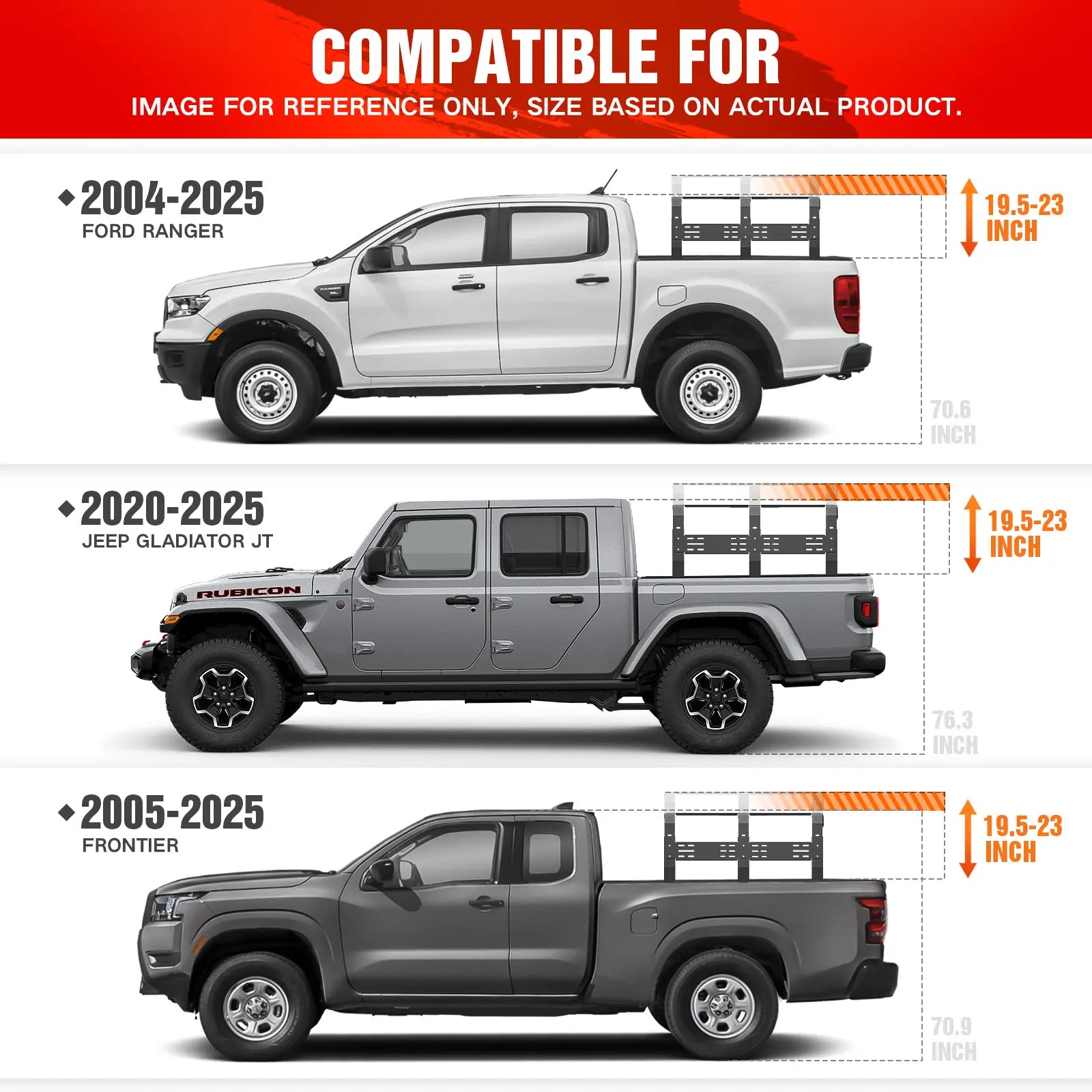 Yzona 2020-2025 Best Offroad Jeep Gladiator Truck Bed Rack