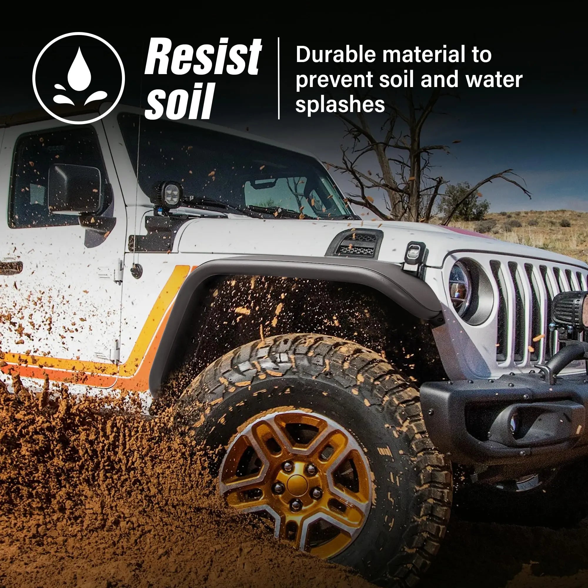 Jeep Gladiator Fender Flares for Pickup Compatible with 2018-2025 Jeep Wrangler JL JLU and Gladiator JT Unlimited 2/4 Doors