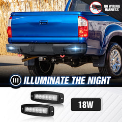 【Yzona】Bolt-On Off-Road Rear Bumper - Accessories for Your Car, Truck Exterior Accessory for Toyota Tundra 2000-2006 (Black), User-Installable, 2x18W LED Lights, Sensor Holes, Built-In Step, Carbon Steel D-Rings, Recovery Aid