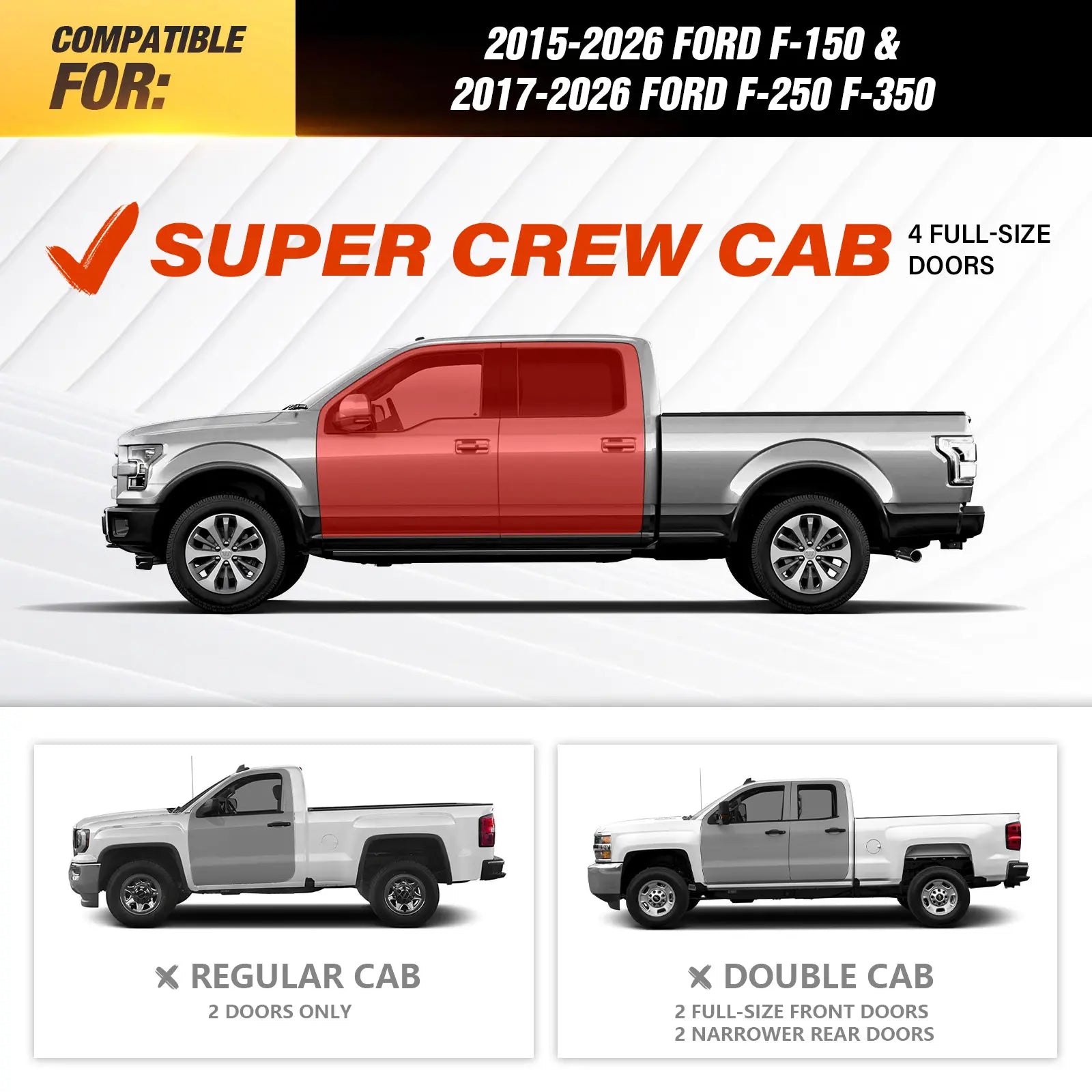 Yzona 2015-2025 Ford F150 Super Duty Crew Cab Side Step