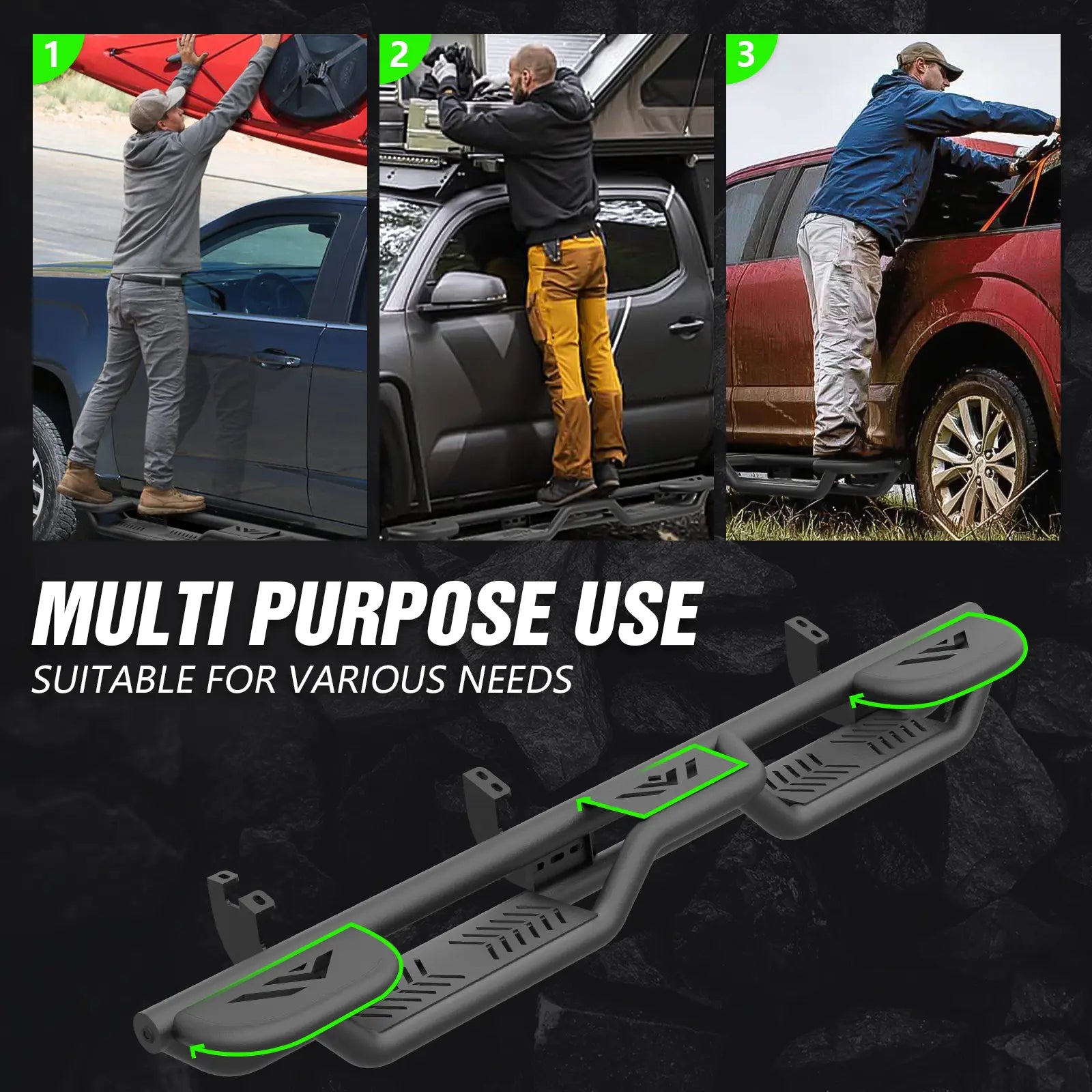 Frame Mounted Side Steps for 2024-2025 Tacoma Double Cab & Crew Cab