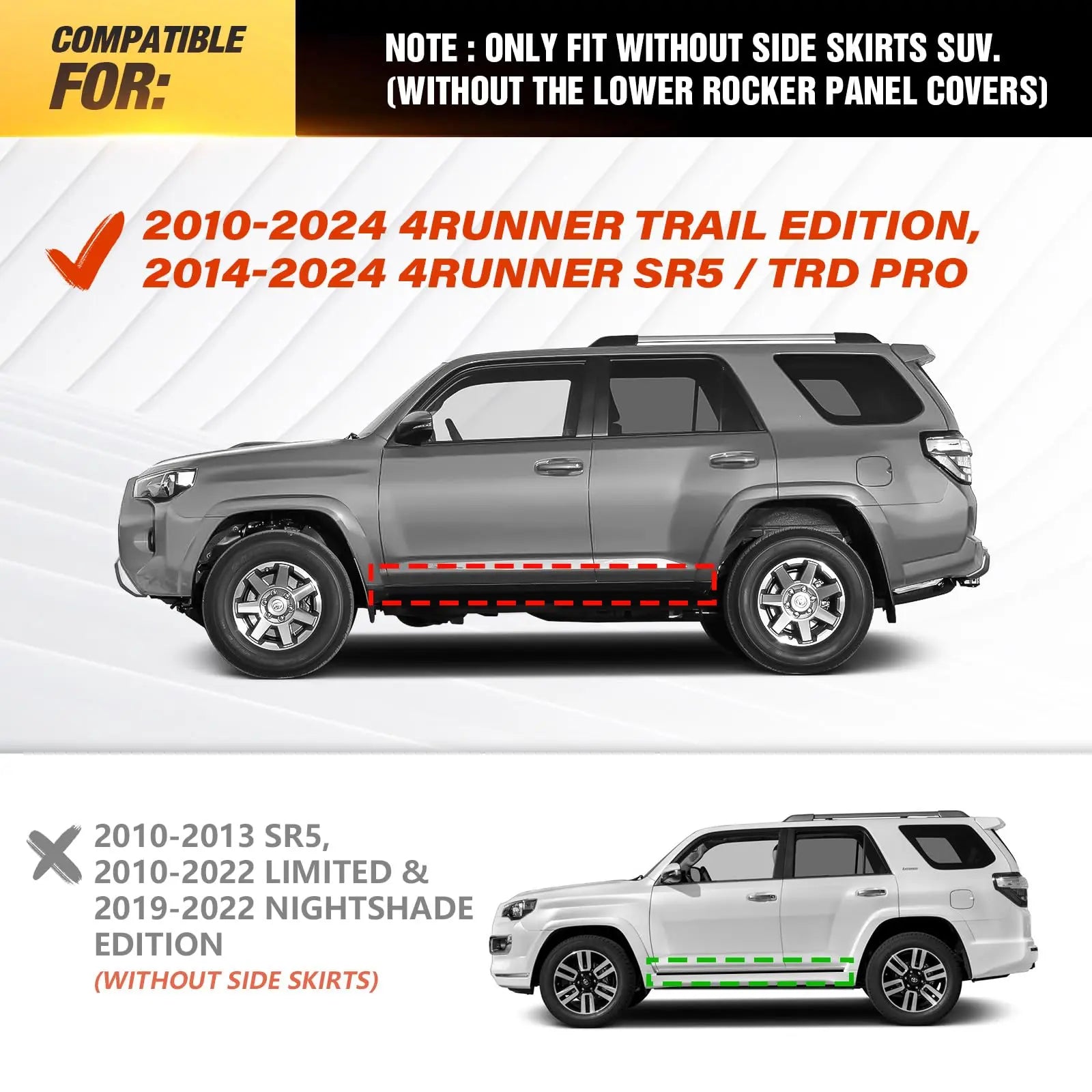 Yzona Running Boards for 10-25 Toyota 4Runner Trail Edition