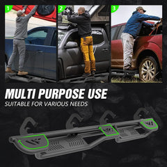 Three Raised Steps Running Boards for 2007-2018 Chevy Silverado & GMC Sierra 1500 | 2007-2019 Chevrolet Silverado & GMC Sierra 2500 HD 3500 HD CrewCab