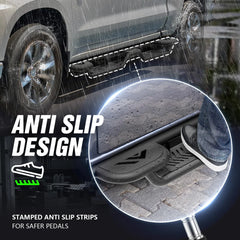 Three Raised Steps Running Boards for 2007-2018 Chevy Silverado & GMC Sierra 1500 | 2007-2019 Chevrolet Silverado & GMC Sierra 2500 HD 3500 HD CrewCab