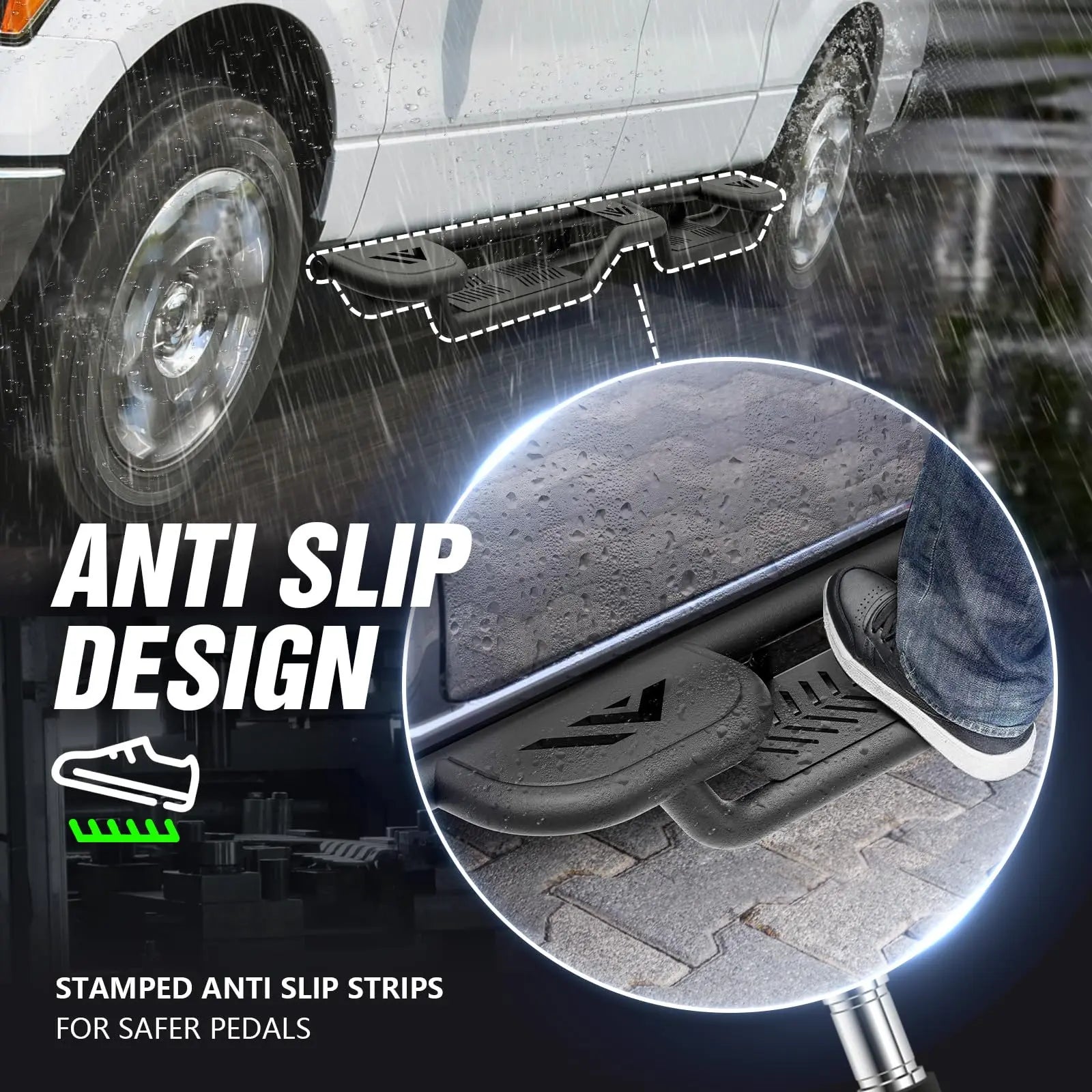 Three Raised Running Boards for 2009-2014 Ford F-150 SuperCrew Cab