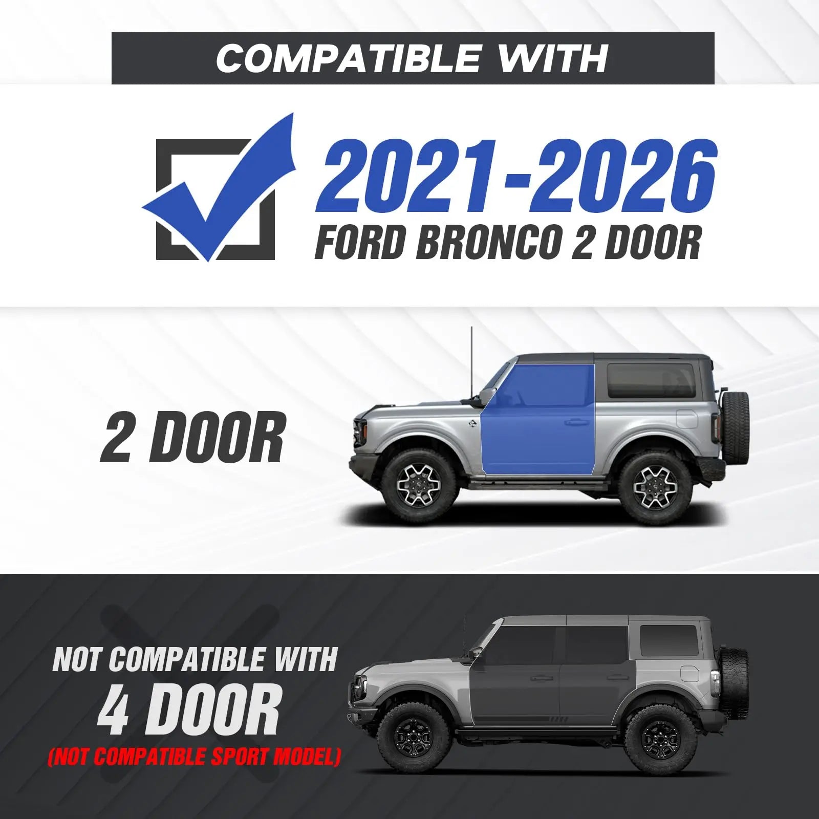 Single Running Boards for 2021-2026 Ford Bronco 2 Doors