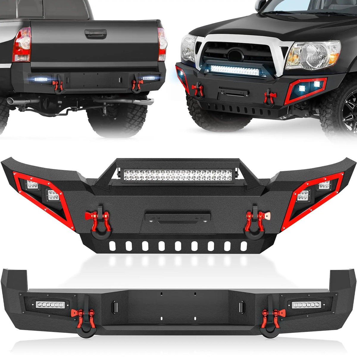 for Tacoma Pickup Truck Front and Rear Bumpers Compatible with 2005-2015 Toyota Tacoma 2nd Gen | Yzona