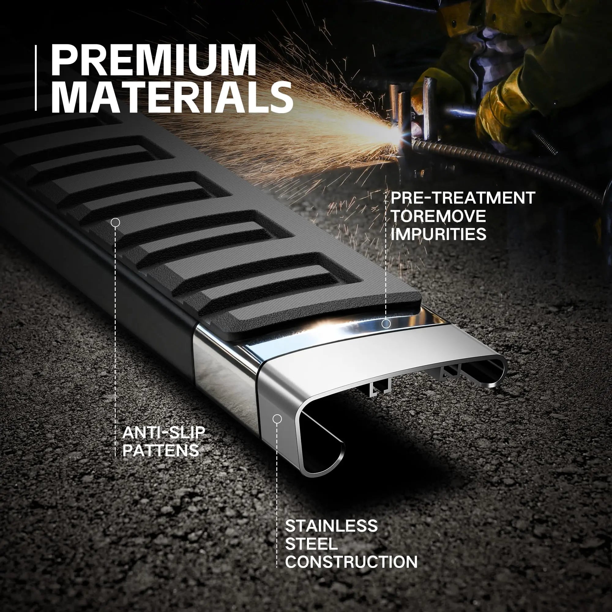 6.5 Side Steps Compatible with 2024 2025 2026 Tacoma Double/Crew Cab