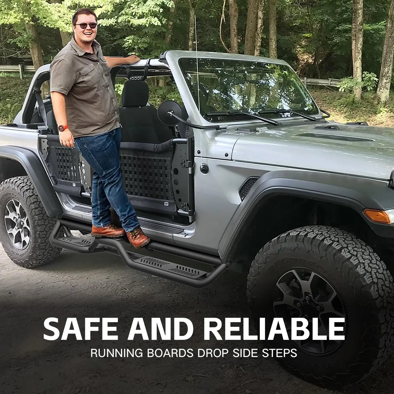 Drop Down Running Boards Side Steps Compatible with 2018-2025 Jeep Wrangler JL JLU Unlimited 4 Doors| Yzona
