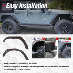 Jeep Wrangler Fender Flares Replacement Compatible with 2007-2018 Jeep Wrangler JK JKU Unlimited 2/4 Doors