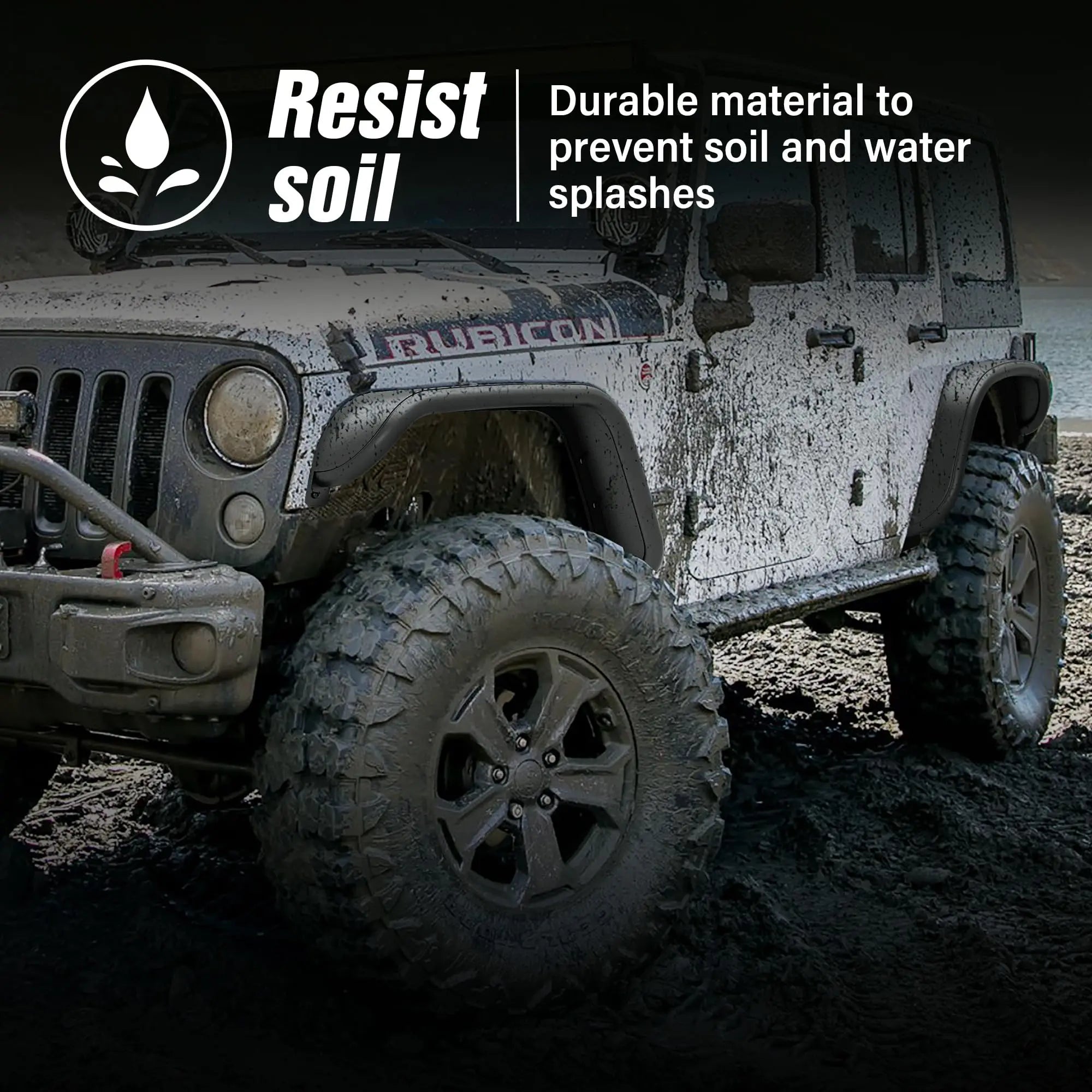 Yzona Metal Front and Rear Fender Flares Compatible with 2007-2018 Jeep Wrangler JK JKU Unlimited 2/4 Doors