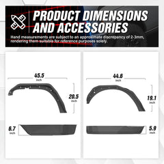 Jeep Wrangler Fender Flares Replacement Compatible with 2007-2018 Jeep Wrangler JK JKU Unlimited 2/4 Doors