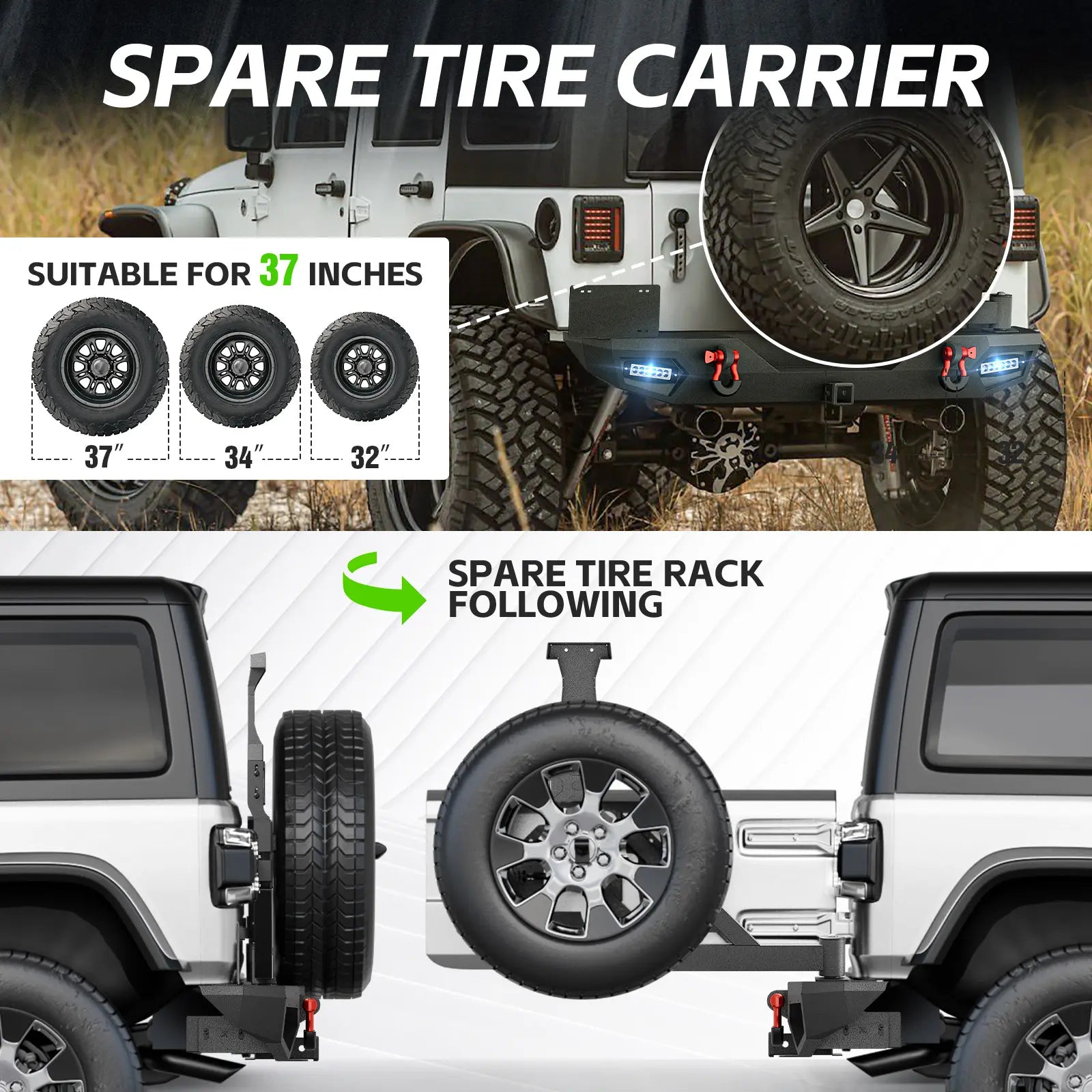 Aftermarket Rear Bumper for 2007-2018 Jeep Wrangler JK