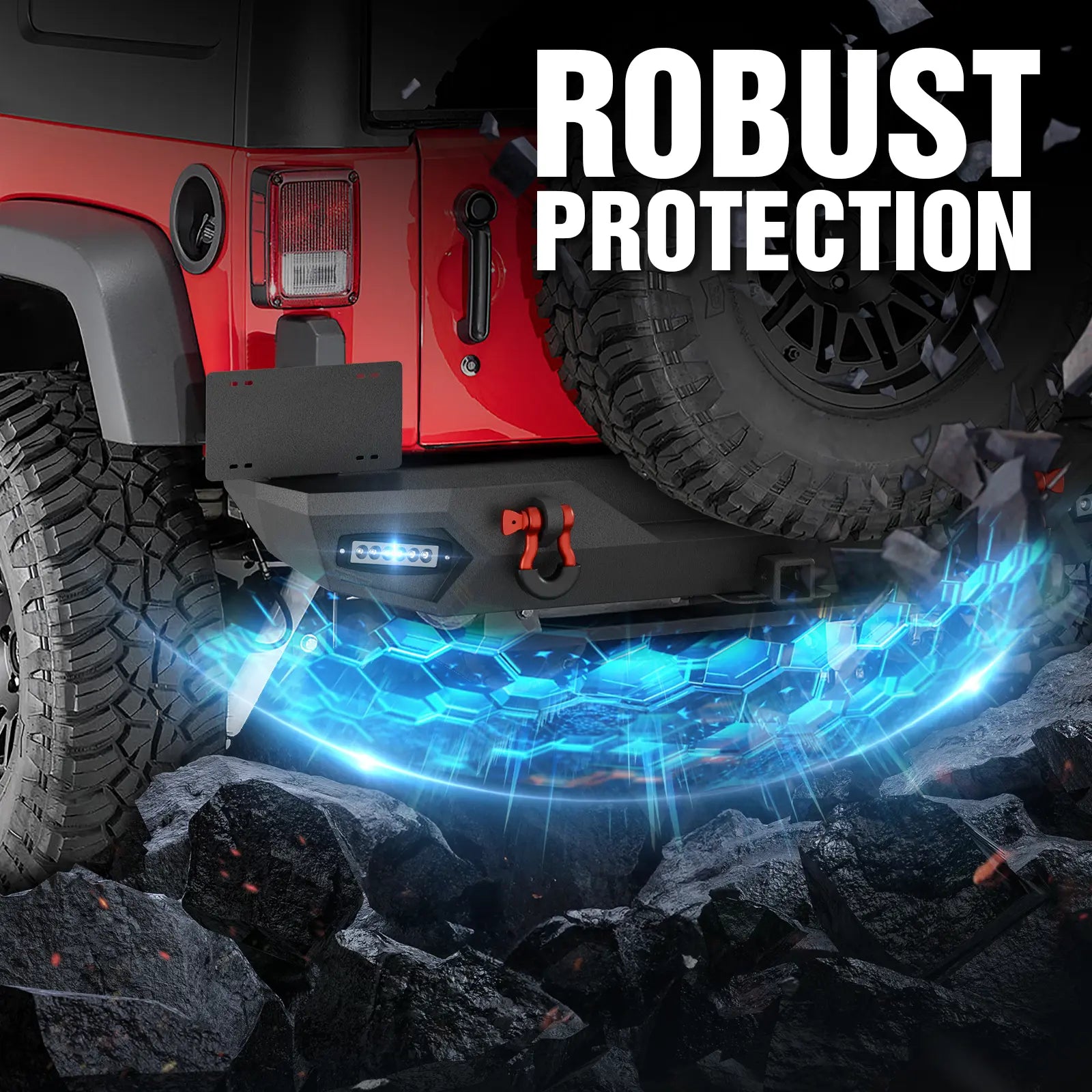 Aftermarket Rear Bumper for 2007-2018 Jeep Wrangler JK