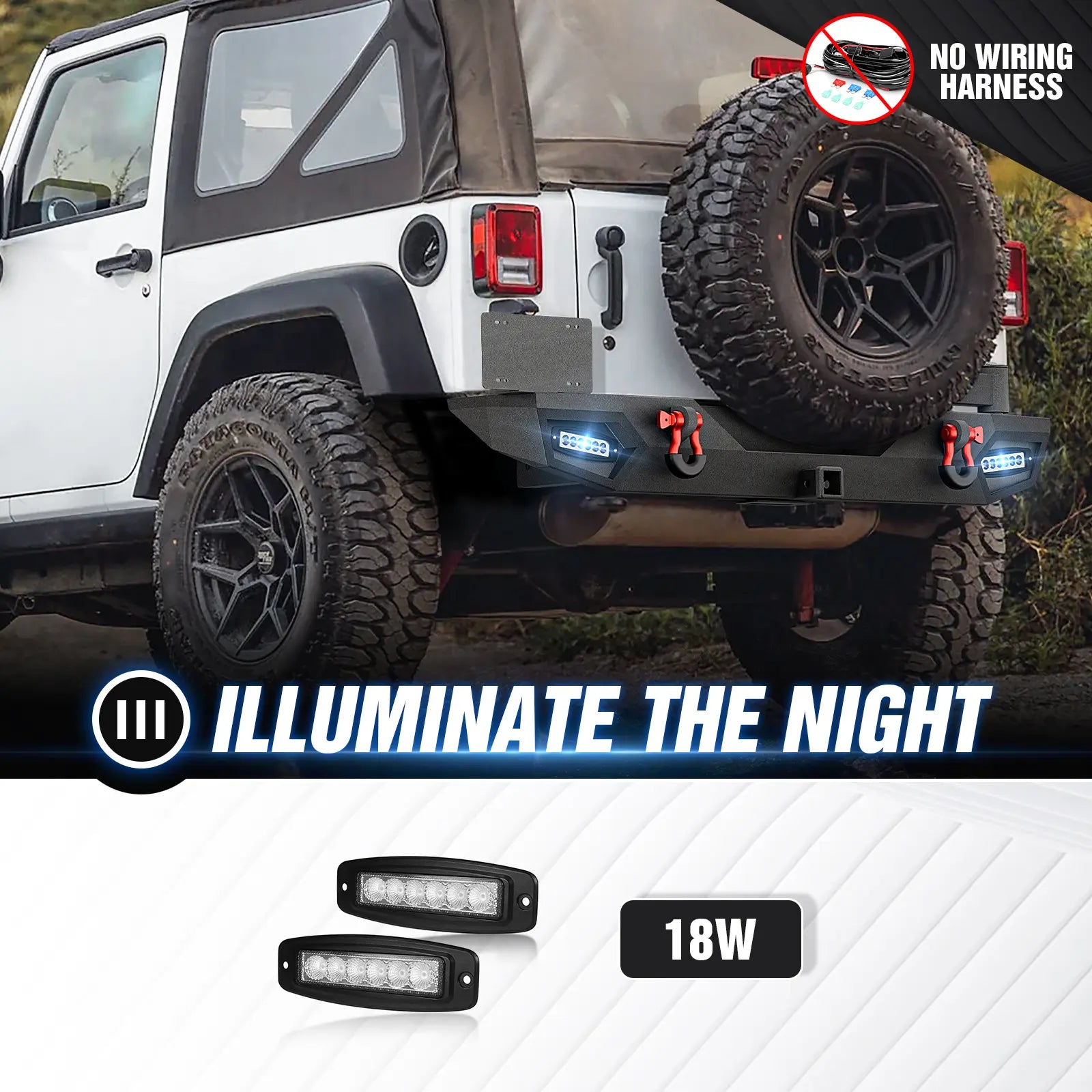 Aftermarket Rear Bumper for 2007-2018 Jeep Wrangler JK