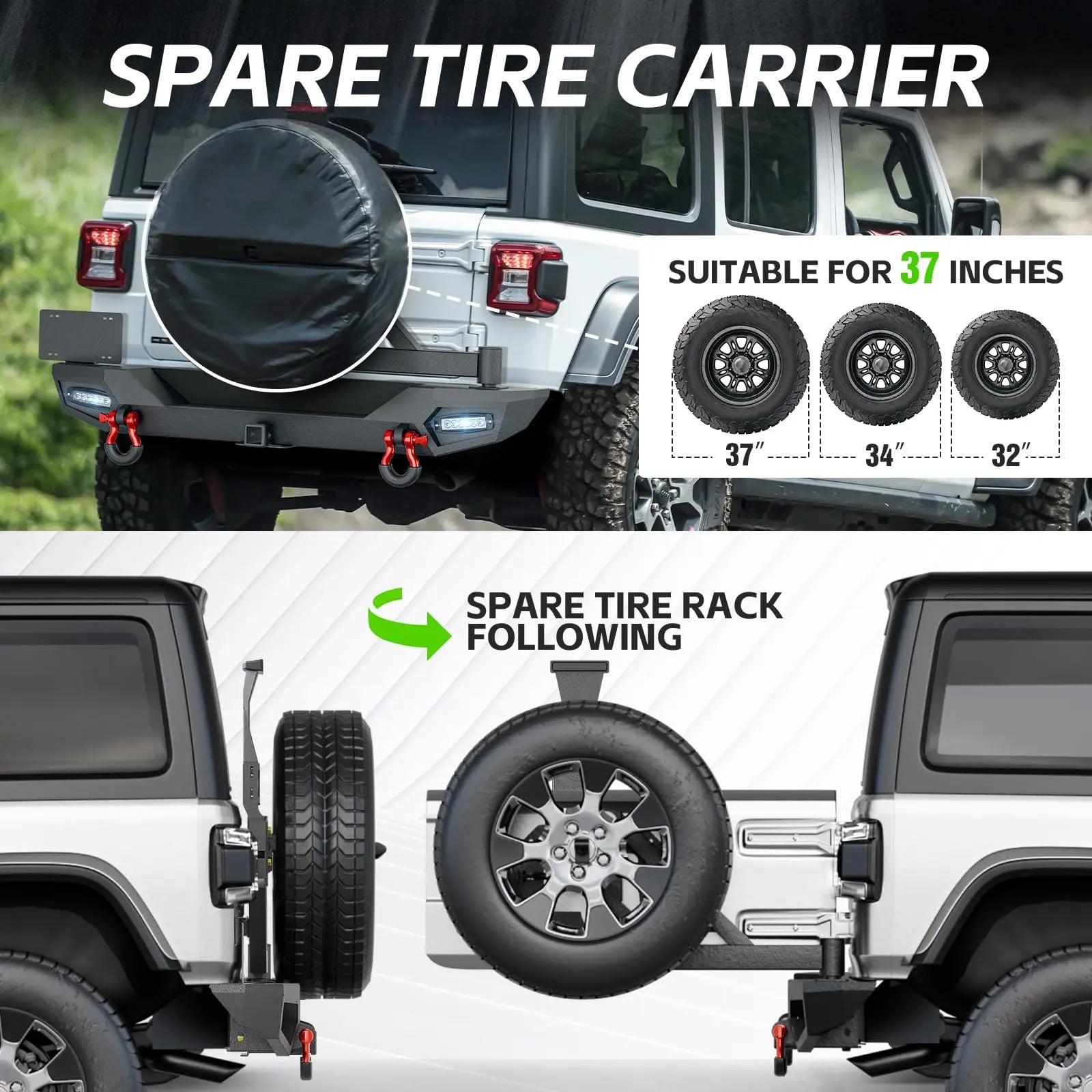 Steel Rear Bumper for 2018-2025 Jeep Wrangler JL JLU
