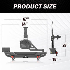 Steel Rear Bumper for 2018-2025 Jeep Wrangler JL JLU