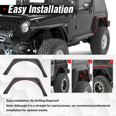 Flat Fender Flares for 1997-2006 Wrangler TJ & 2004-2006 Wrangler LJ